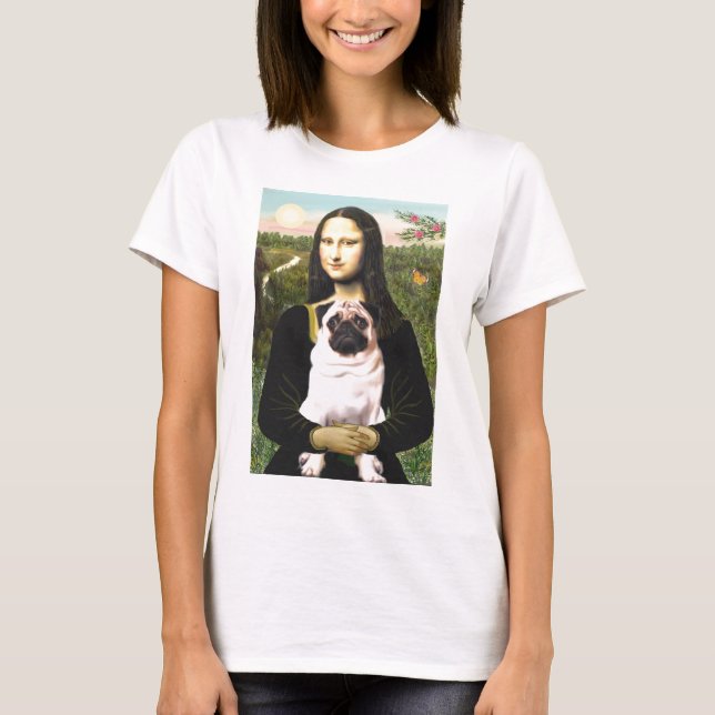 T-shirt Pug 3 (castanho claro) - Mona Lisa (Frente)