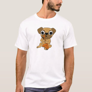 T-shirt Pug AB que joga desenhos animados do saxofone