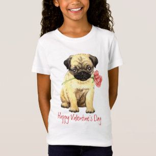 T-shirt Pug cor-de-rosa dos namorados
