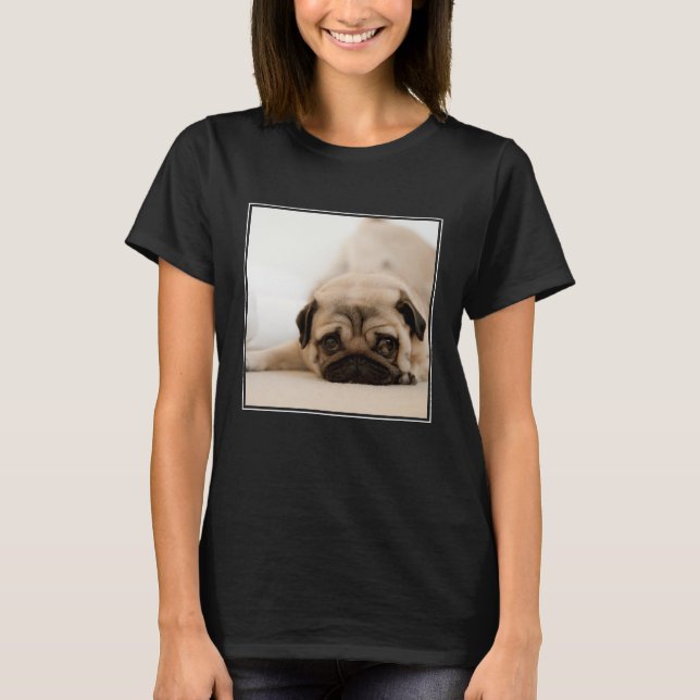 T-shirt Pug da fêmea de Tan (Frente)