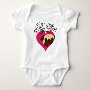 T-shirt Pug da jovem corça do amor do Pug no Bodysuit do