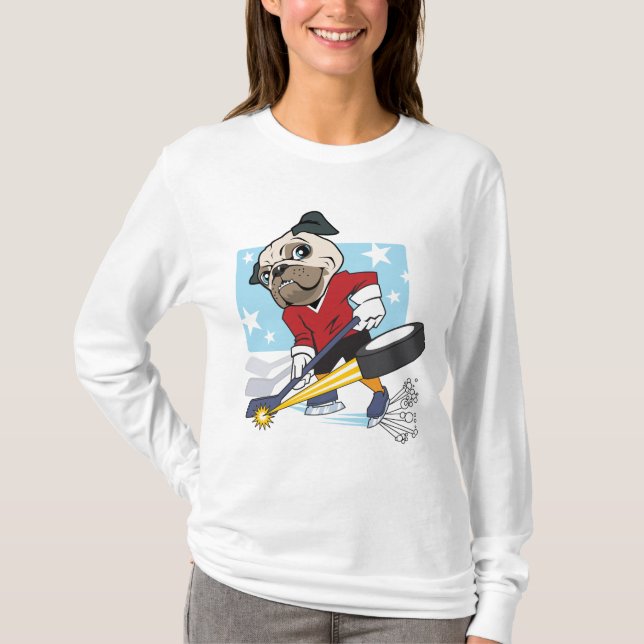 T-shirt Pug de Hockey Personalizável (Frente)