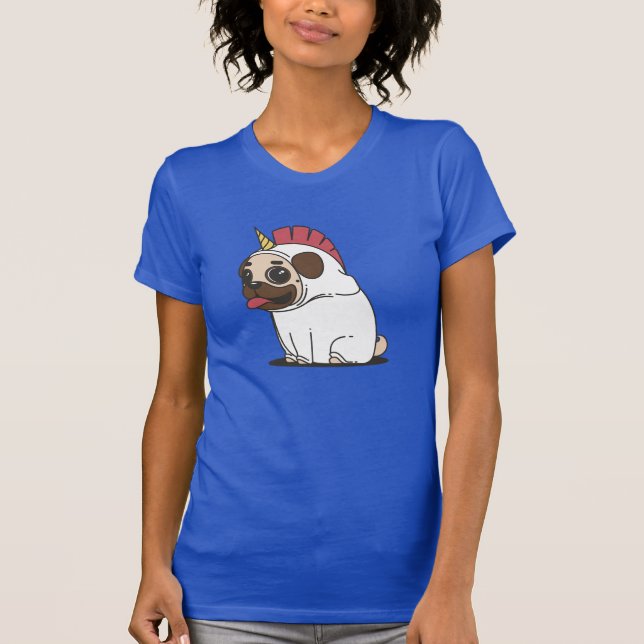 T-shirt Pug dos desenhos animados no traje Pugicorn do (Frente)