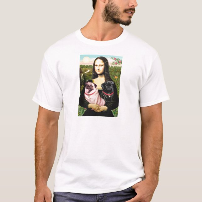 T-shirt Pugs (Castanho + Preto) - Mona Lisa (Frente)