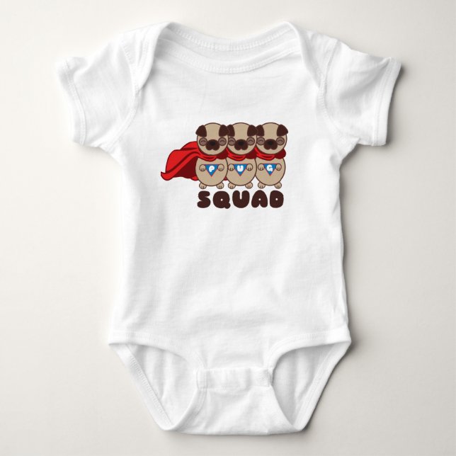 T-shirt Pugs do pelotão do Pug ao Bodysuit infantil do T (Frente)