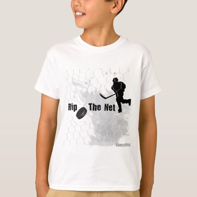 T-shirt Pule o Puck de Hockey da Rede (Frente)