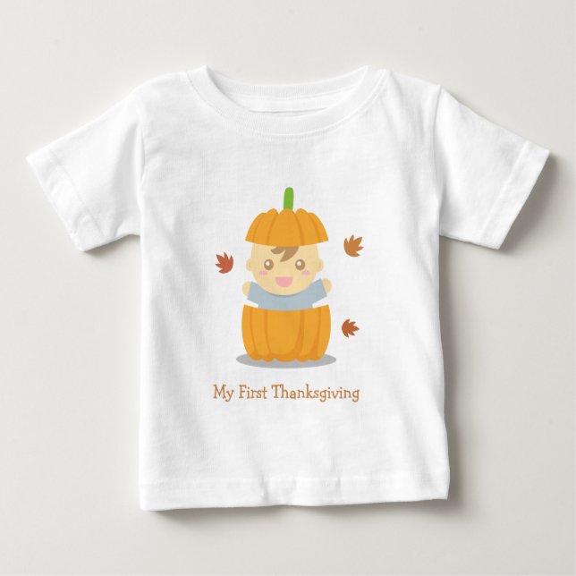 T-shirt Pumpkin Bonito Primeiro Dia de Ação de Graças (Frente)