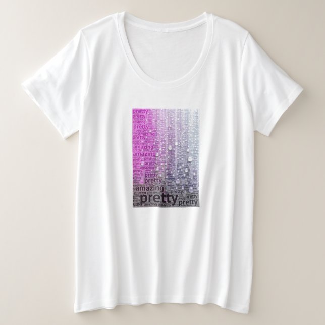 T-shirt Púrpura Bonito rosa, incrível e gráfico de tamanho (Frente do Design)