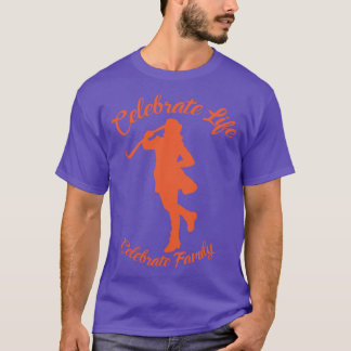 T-Shirt púrpura com Silhueta Laranja