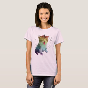 T-shirt Purr do orgulho do arco-íris de Caticorn do rosa