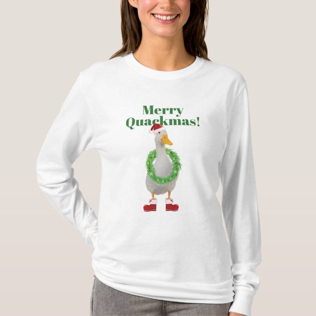 T-Shirt Quackmas, Feliz de Natal de Pato Engraçado (Frente)