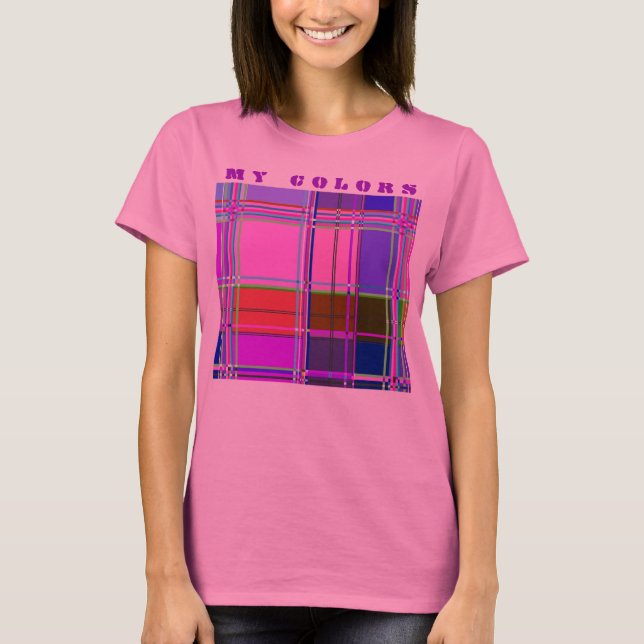 T-shirt Quadrados de cores do tecido (Frente)