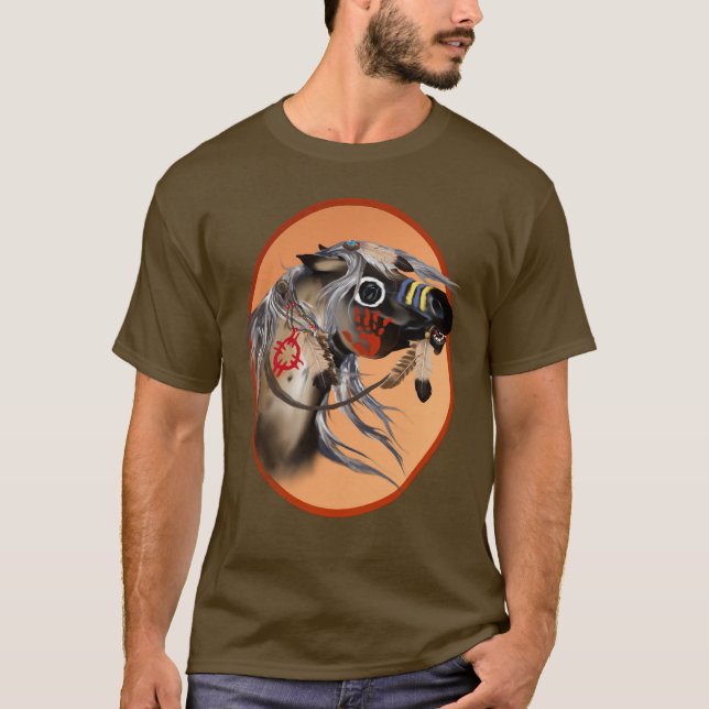T-shirt quadro do cavalo de guerra (Frente)