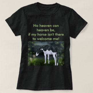 T-shirt Quadro preto e branco sobre o cavalo de pintura