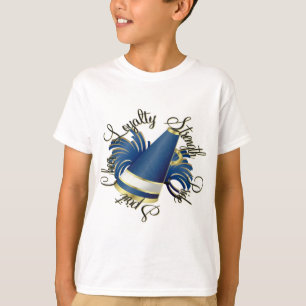T-shirt Qualidades azuis e Dourados do elogio