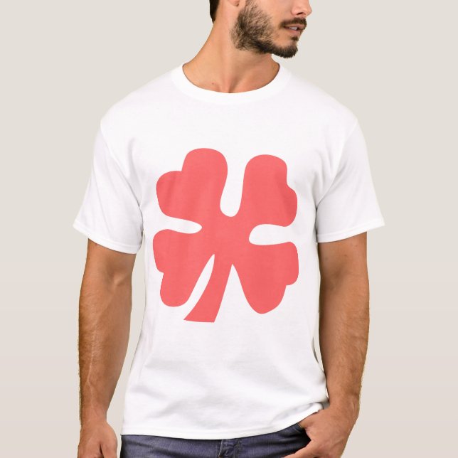 T-shirt Quatro Folhas de Folha - Rosa Tropical (Frente)