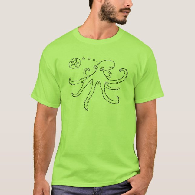 T-shirt que um polvo pensa aproximadamente? (Frente)