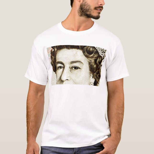 T-shirt Queens Elizabeth II on 50 pound note. (Frente)