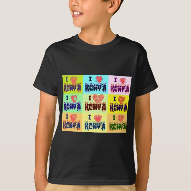 T-shirt Quênia Viagem Souvenir Pop Art Impressão (Frente)