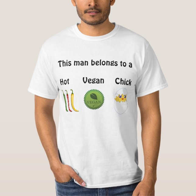 T-shirt quente dos homens do pintinho do Vegan (Frente)