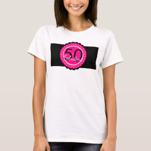T-shirt Quente rosa e preto 50 e belo presente de aniversá