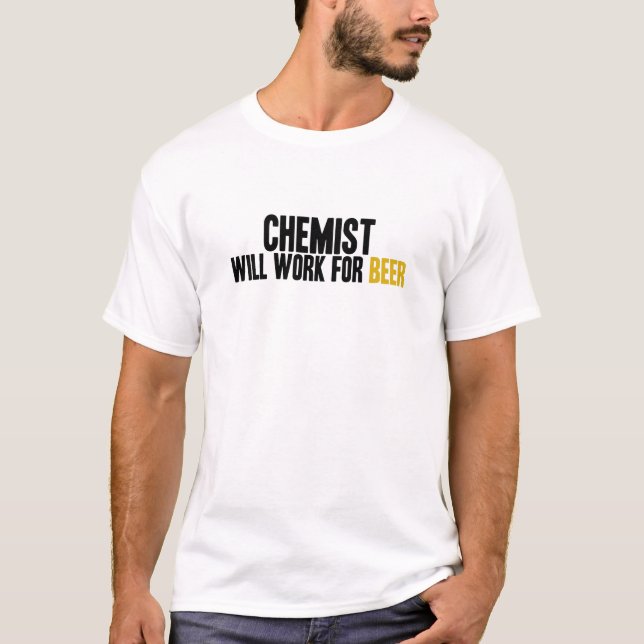 T-shirt Químico- Trabalho para a cerveja (Frente)
