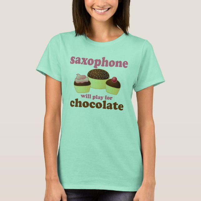 T-shirt Quitação de Chocolate Saxofone (Frente)