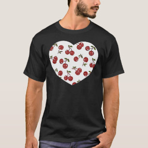 T-shirt RAB Rockabilly Cerejas Muito Vermelhas Em Branco