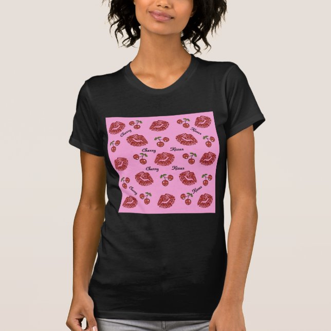 T-shirt RAB Rockabilly Cherry Kisses a rosa (Frente)