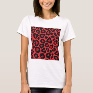 T-shirt RAB Rockabilly Estampa de Leopardo Vermelho Preto