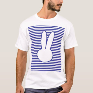 T-shirt Rabbit branco e padrão de faixas azuis
