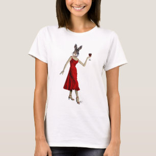 T-shirt Rabbit em vestido vermelho