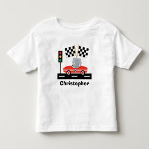 T-Shirt Racecar Cute com Elefante