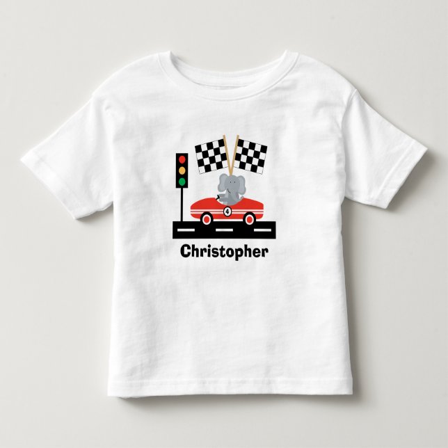 T-Shirt Racecar Cute com Elefante (Frente)