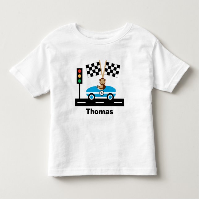 T-Shirt Racecar Cute com Macaco (Frente)