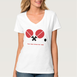 T-shirt Rackets de pingue-pongue de mesa e esfera a preto,