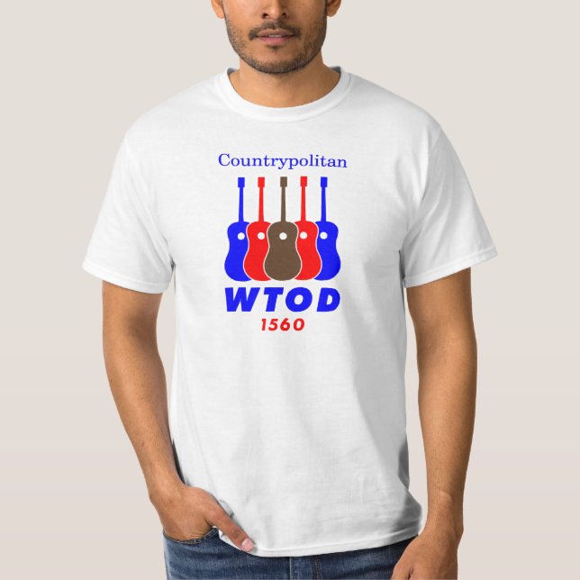 T-shirt rádio dos anos 70 WTOD 1560 AM Countrypolitan (Frente)