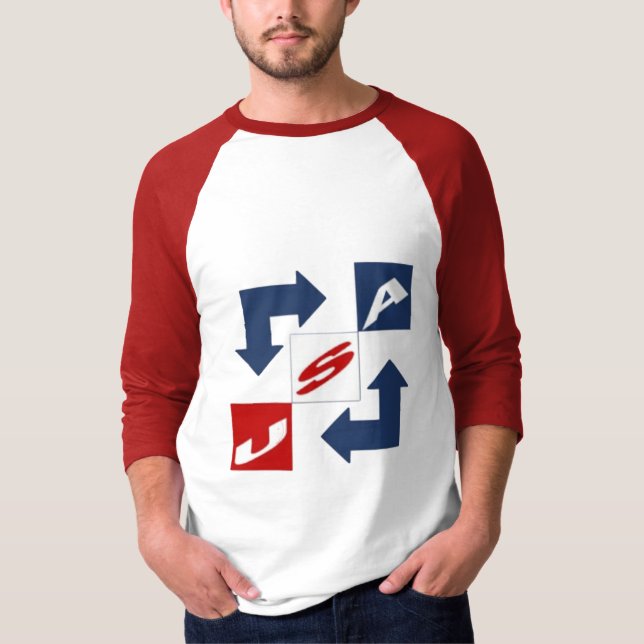 T-shirt raglan blanc rouge homme   DESIGN  USA  (Frente)