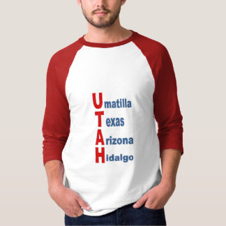 T-shirt raglan blanc rouge TOURISM WEST USA