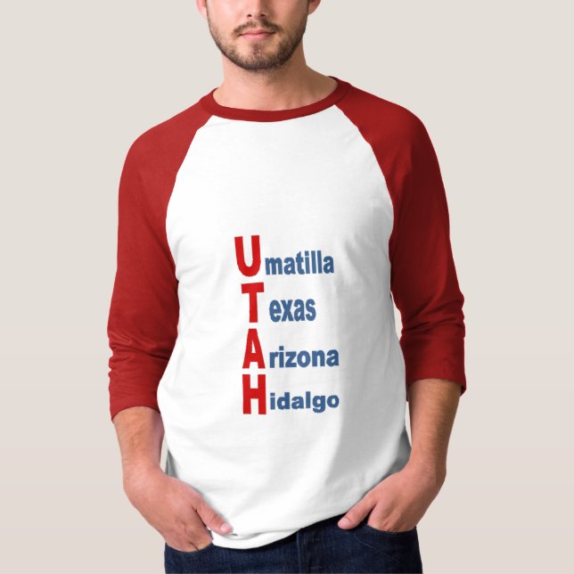 T-shirt raglan blanc rouge  TOURISM  WEST USA  (Frente)