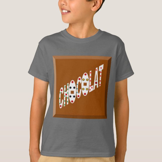 T-shirt raglan branco/vermelho CHOCOLATE BOMBONS (Frente)
