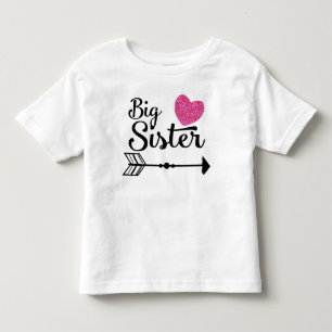 T-shirt Raglan, Seta de Coração Rosa da Irmã Maior