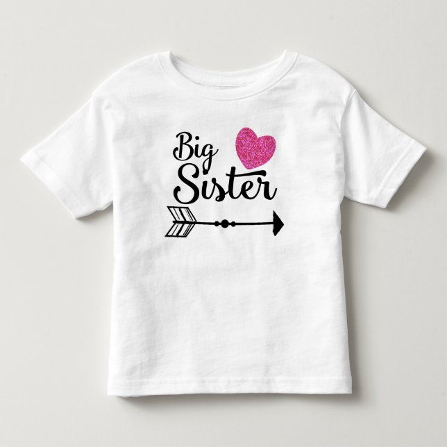 T-shirt Raglan, Seta de Coração Rosa da Irmã Maior (Frente)