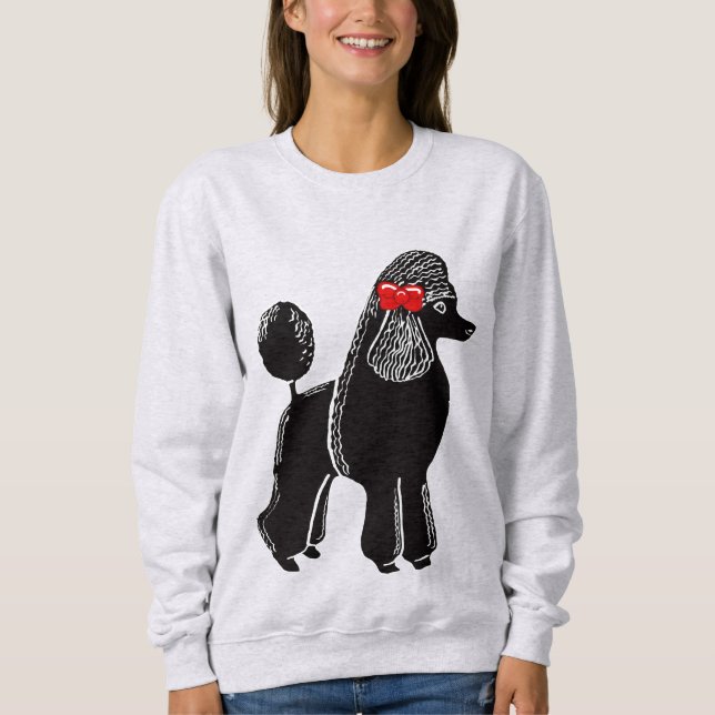 T-shirt Raglan Sweatshirt Raglan, um poodle padrão preto (Frente)