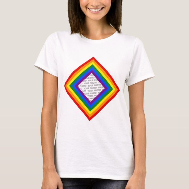 T-shirt RAINBOL FLAG FRAME + sinal ou imagem (Frente)
