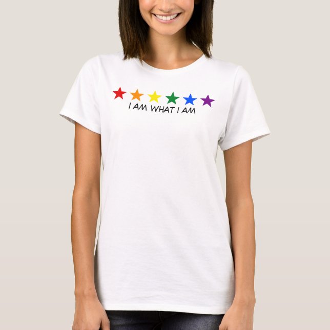 T-shirt RAINBOW FLAG STARS + suas ideias (Frente)