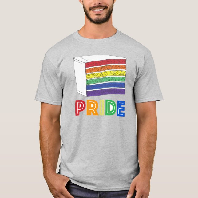T-shirt Rainbow Layer Cake Slice Heart LGBT Orgulho gay Lo (Frente)
