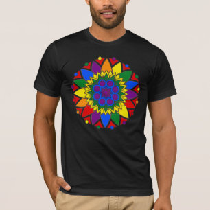 T-shirt Rainbow Mandala LGBT Primário Cores III