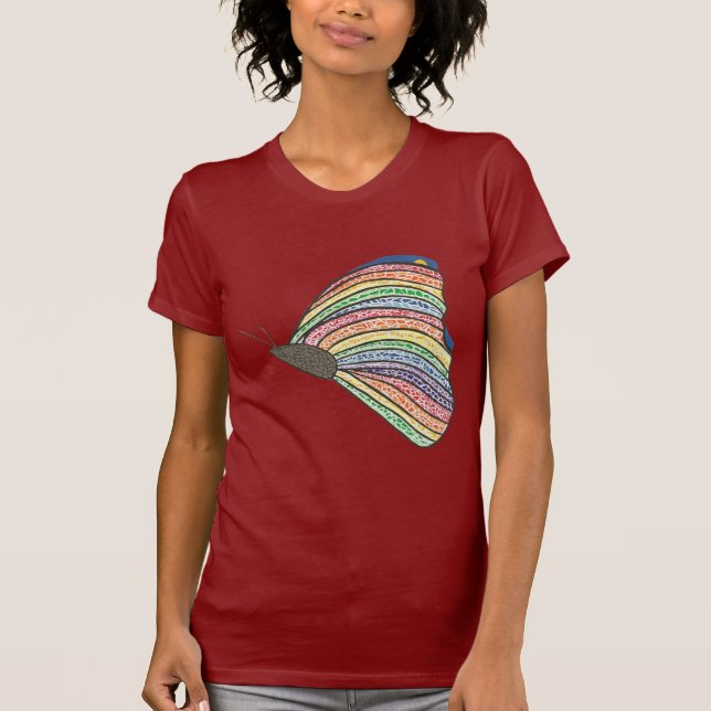 T-shirt Rainbow Mosaic Butterfly Tea por CherylsArt (Frente)