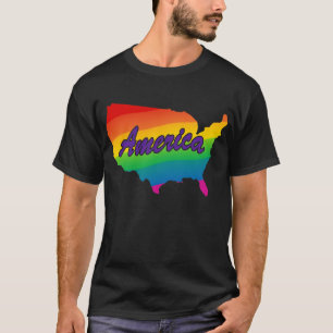 T-shirt Rainbow State Outline America